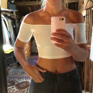 American Apparel White Cotton Crop-top